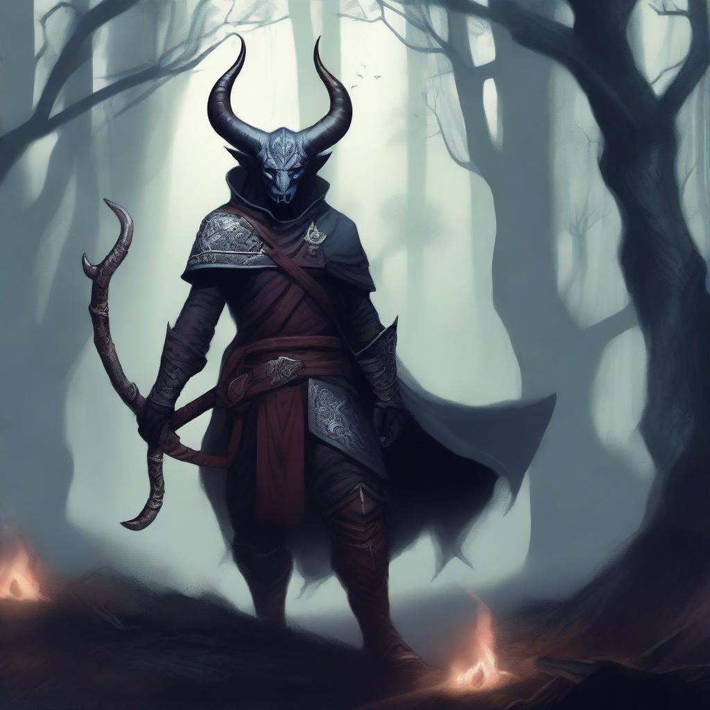 A captivating illustration of a Tiefling adventurer setting out on a quest