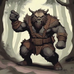 A detailed illustration of a bugbear adventurer embarking on a daring quest