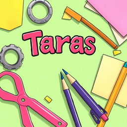 Una ilustración colorida que presenta reglas, escuadras, hojas de papel y lápices