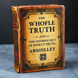 Create a book cover for an old Bible, but titled 'The Whole Truth and Nothing But the Absolute Truth'