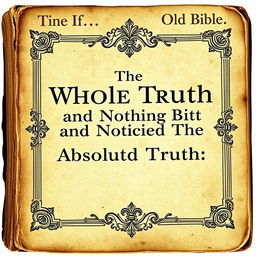 Create a book cover for an old Bible, but titled 'The Whole Truth and Nothing But the Absolute Truth'