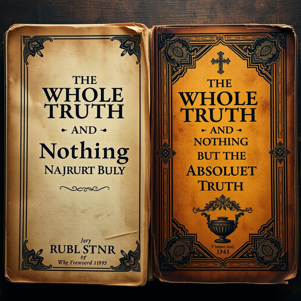 Create a book cover for an old Bible, but titled 'The Whole Truth and Nothing But the Absolute Truth'