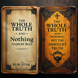 Create a book cover for an old Bible, but titled 'The Whole Truth and Nothing But the Absolute Truth'