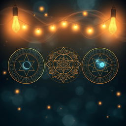 Create a magical inspired background featuring three mystical circles