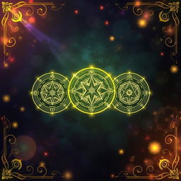 Create three circles in a magical inspired background