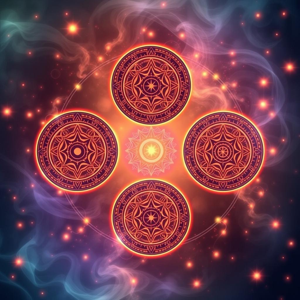 Create three circles in a magical inspired background