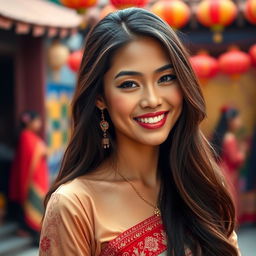 A beautiful portrait of a woman with a mix of Asian and Latina features