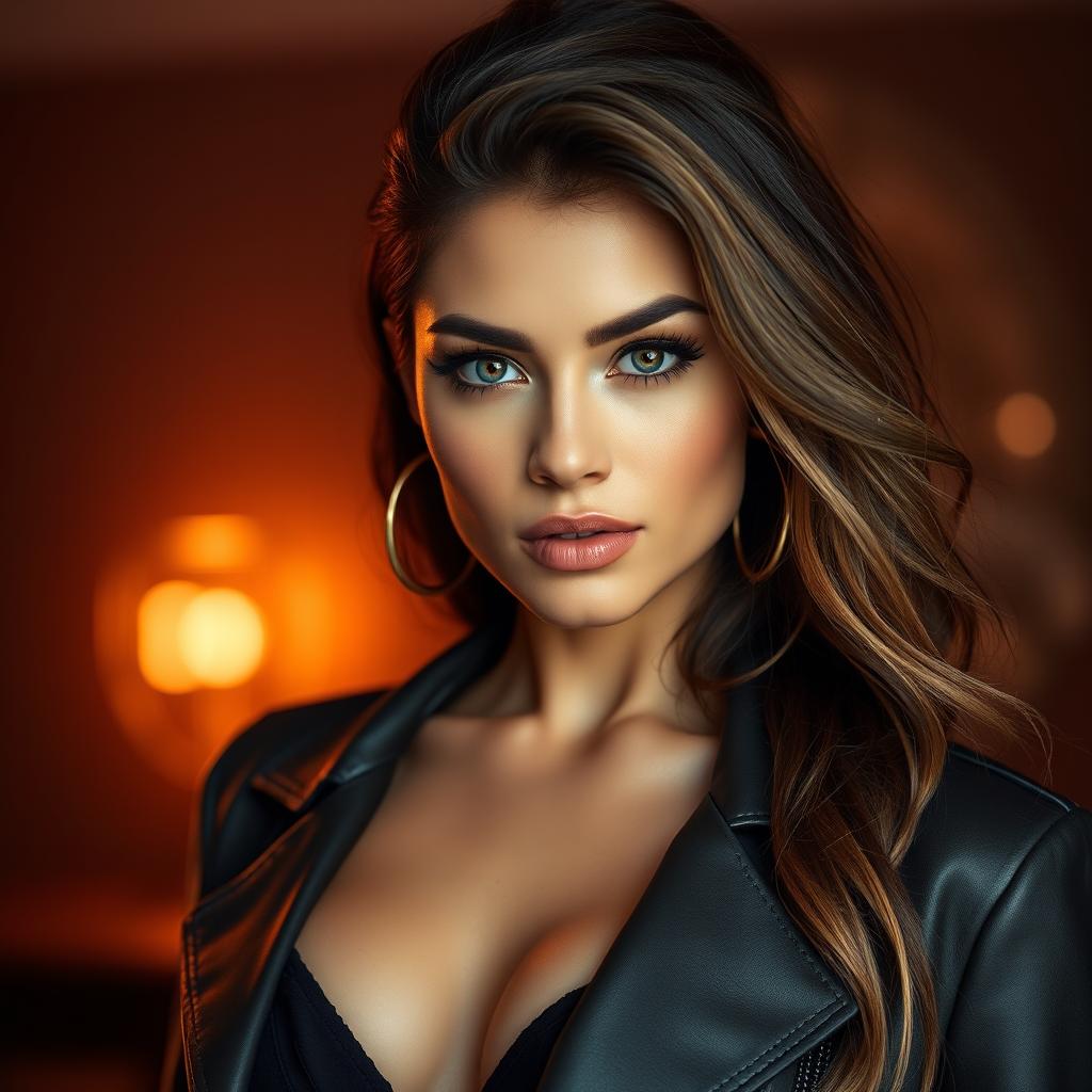 Create an image of a person looking sexy and hot, with a confident and alluring expression