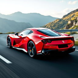 A highly detailed image of a Ferrari SF90 Stradale, showcasing its sleek design, aerodynamic curves, and vibrant red color