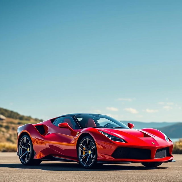 A highly detailed and realistic image of a Ferrari SF90 Stradale, showcasing its sleek and aerodynamic design