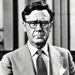 A classic portrait of Atticus Finch, the iconic character from 'To Kill a Mockingbird