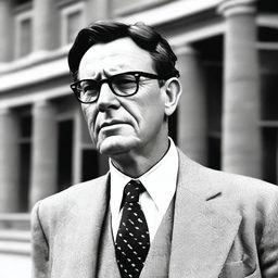 A classic portrait of Atticus Finch, the iconic character from 'To Kill a Mockingbird