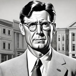 A detailed portrait of Gregory Peck as Atticus Finch from the movie 'To Kill a Mockingbird