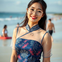 A full view, push-pull shot, HDR portrait of a smiling and charming young woman in a lifestyle photo