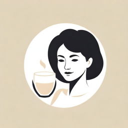 Logo of a loving mother elegantly holding a glass of milktea.