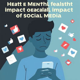 Create an image that highlights the mental health impact of social media