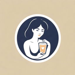 Logo of a loving mother elegantly holding a glass of milktea.