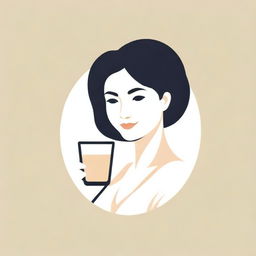 Logo of a loving mother elegantly holding a glass of milktea.