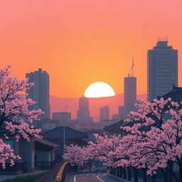 A serene lo-fi scene of Seoul at sunset