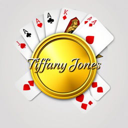 Create a logo featuring the name 'Tiffany Jones' inside a gold coin