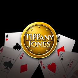 Create a logo featuring the name 'Tiffany Jones' inside a gold coin