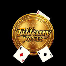 Design a luxurious logo for an online casino gaming page named 'Tiffany Jones