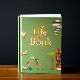 A creative and imaginative book cover illustrating the life of a book