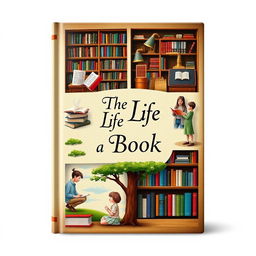 A creative and imaginative book cover illustrating the life of a book
