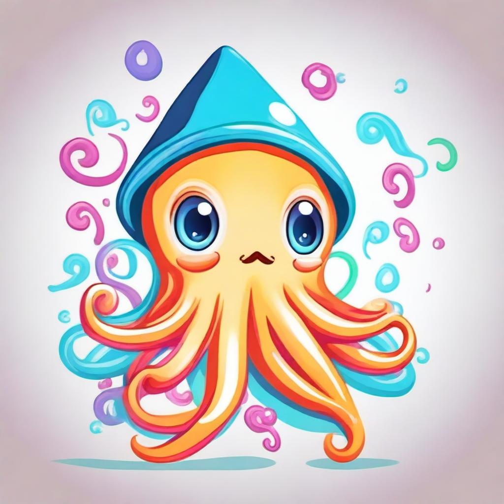 A cute and charming squid with an adorable face