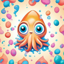 A cute and charming squid with an adorable face