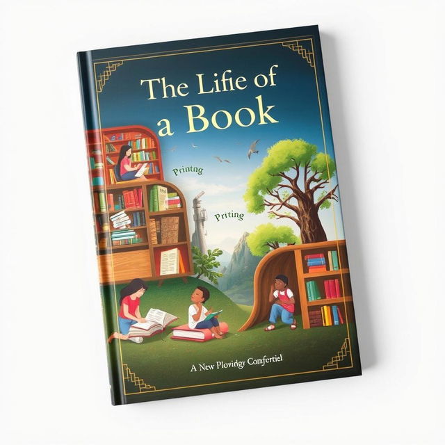 A captivating book cover titled 'The Life of a Book'