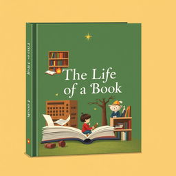 A captivating book cover titled 'The Life of a Book'