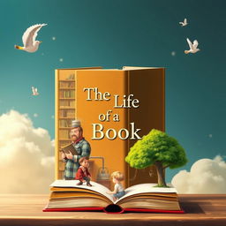 A captivating book cover titled 'The Life of a Book'