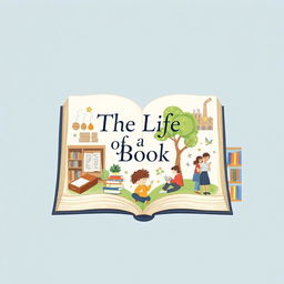 A beautifully illustrated book cover titled 'The Life of a Book'