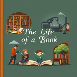 Create a captivating book cover titled 'The Life of a Book'