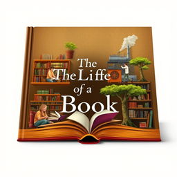 Create a captivating book cover titled 'The Life of a Book'