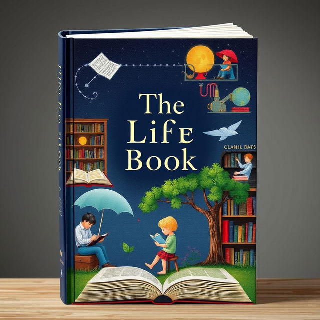 Create a captivating book cover titled 'The Life of a Book'