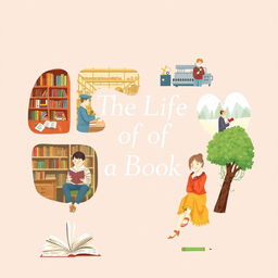 Illustrate a book cover titled 'The Life of a Book'