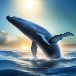 A giant whale swimming majestically in the ocean