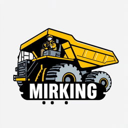 A logo design featuring an operator driving a mining truck