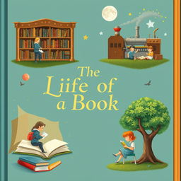 Create an enchanting book cover titled 'The Life of a Book'