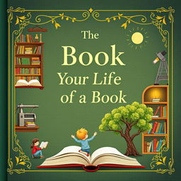 Create an enchanting book cover titled 'The Life of a Book'