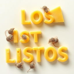 Generate an image that spells out the words 'LOS LISTOS' using letters made of cheese