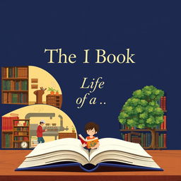 Design a book cover titled 'The Life of a Book'