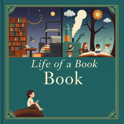 Design a book cover titled 'The Life of a Book'