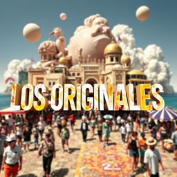 Create a surreal image with the text 'LOS ORIGINALES' prominently displayed