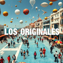 Create a surreal image with the text 'LOS ORIGINALES' prominently displayed