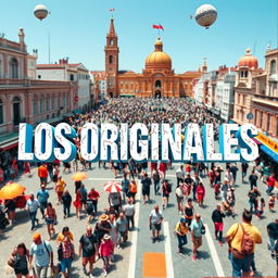 Create a surreal image with the text 'LOS ORIGINALES' prominently displayed