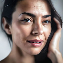 A detailed image capturing a woman in a moment of intense emotional release