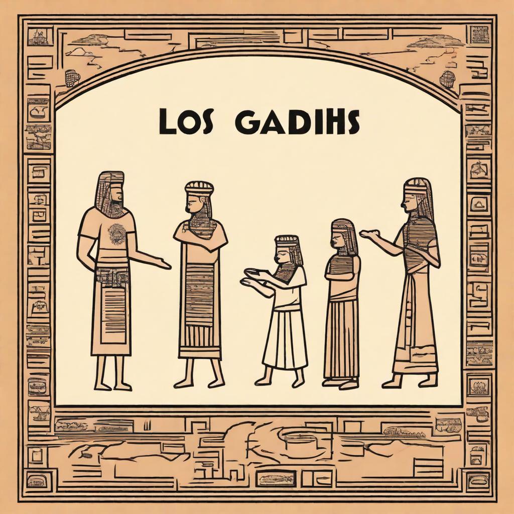 An ancient-themed image featuring the text 'LOS GADIRITAS' written in a historically inspired font